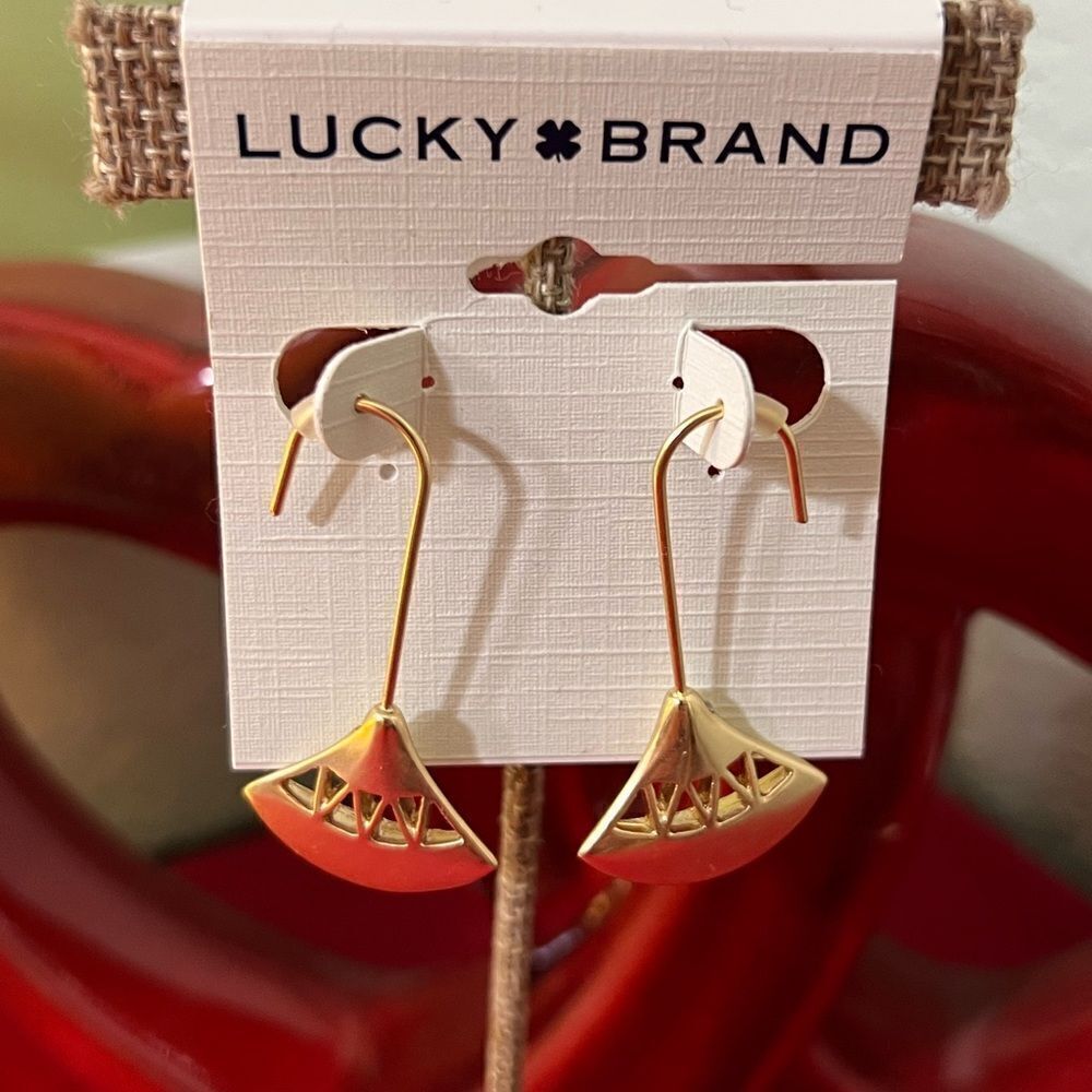 NWT Lucky Brand Gold Fishhook Earrings #LBER2